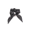 Black White Stripe Bow Scrunchie Pearl Rhinestone Accent view 5