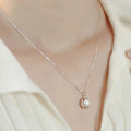 Silver Tone Geometric Circle Faux Pearl Pendant Necklace view 3