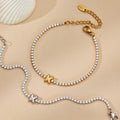 Crystal Initial Tennis Bracelet in Gold and Silver Tone A to Z view 3