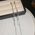 Long Crystal Chain Threader Earrings in Two Finishes view 7