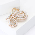 Pearl and Crystal Butterfly Brooch in Gold and Silver Tones view 3