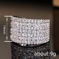 White Gold Multi Row Full Pavé Clear Cocktail Ring Sizes view 4