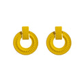 Matte Ribbed Circle Drop Stud Earrings Green Yellow Blue Red view 7