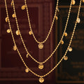 Gold Disc Station Necklace Hammered Coin Pendants Bead Chain view 2