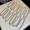 Oval Zircon Link Tennis Bracelet Gold Silver 12 Styles view 2