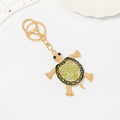 Gold Rhinestone Turtle Keychain Enamel Shell Bag Charm view 3
