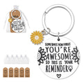 Wooden Sunflower You're Awesome Round Reminder Keychain view 3