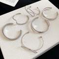 Metal Smooth Open Bangle Six Piece Set Silver Gold view 6