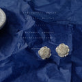 White Cream Rose Flower Stud Earrings Pearlescent Pair view 1