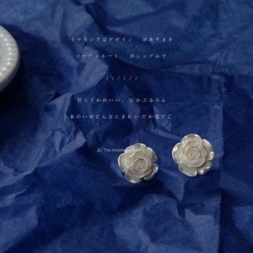 White Cream Rose Flower Stud Earrings Pearlescent Pair