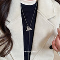 Silver Tone Crystal Reindeer Pendant Necklaces Pendant Jewelry view 3