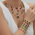 Faceted Glass Heart Earrings Necklaces Bracelets Gold Silver Multicolor view 2