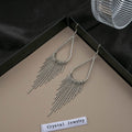 Gold and Silver Teardrop Chain Fringe Statement Earrings view 2