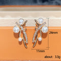 Pearl Branch Crystal Stud Earrings in Polished Metal view 5