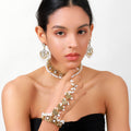 Floral Choker Bracelet and Earring Three Piece Jewelry Sets view 3