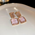 Clear Rectangle Crystal Drop Earrings with Sparkling Stone Details view 7