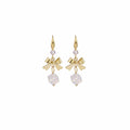 Three Clear Iridescent Cube Gold Tone Dangle Earrings view 5