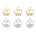 Rhinestone Whale Tail Open Circle Pendant Charms in Two Finishes view 2