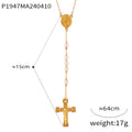 Gold Rosary Cross Pendant Necklaces Religious Medals Beads view 7