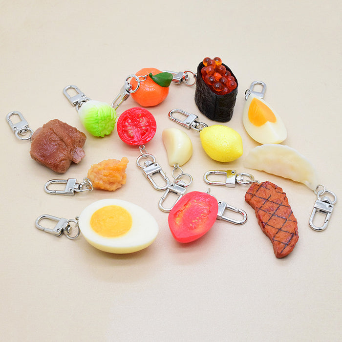Silver Tone Novelty Food Replica Clip Keychains in Twenty Six Designs