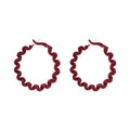 Wine Red Velvet Wavy Coil Large Hoop Earrings Pair view 5