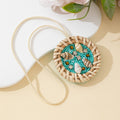 Rattan Frame Seashell Charm Pendant with Turquoise Beads view 3