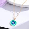 Gold Tone Clear Round Resin Evil Eye Pendant Necklaces in Four Colors view 3