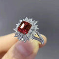 Rectangular Color Stone Halo Ring with Marquise Accents view 3