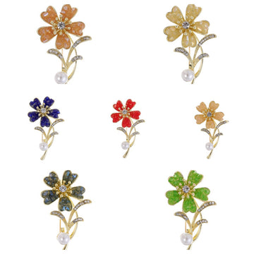 Gold Tone Silver Tone Flower Seven Designs Metal Brooch Pin