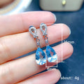 White Gold Tone Light Blue Pear Crystal Drop Earrings view 5