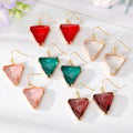 Gold Tone Oversized Faceted Triangle Crystal Hook Earrings view 1