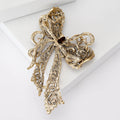 Antique Tone Crystal Ribbon Bow Brooch In Four Colorways view 3