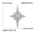 Eight Point Crystal Star Brooch in Silver and Gold Tones view 6