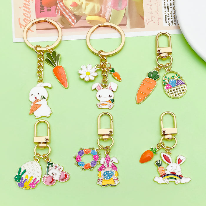 Easter Bunny Charm Keychains in 25 Pictured Variations for Bags and Keys