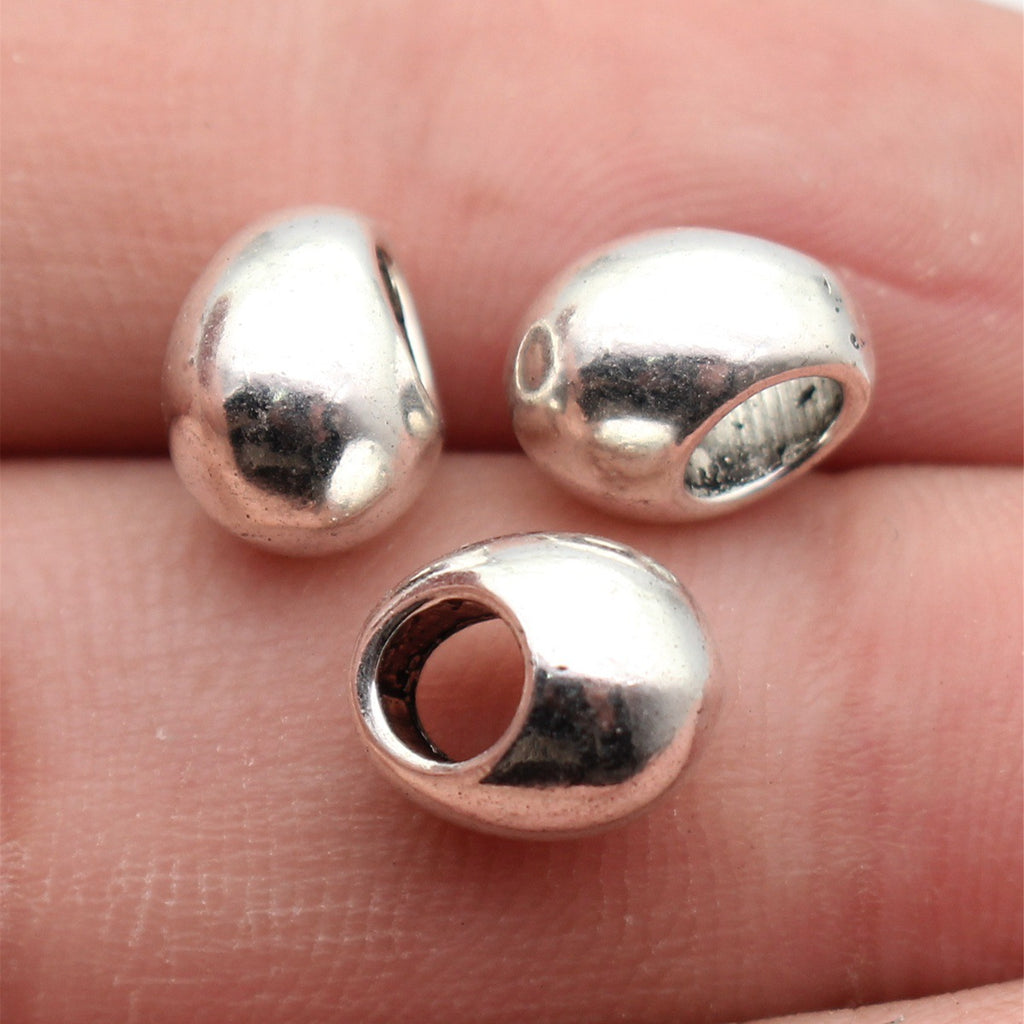 10x8.4x7.7mm/9.4x7.7x7.2mm Antique Silver Zinc Alloy Smooth Egg Shape Spacer Beads for Bracelet Jewelry Making
