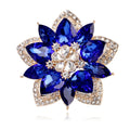 Aqua Blue Flower Crystal Four Designs Metal Brooch Pin view 7