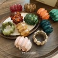 Six Color Oval Segmented Marbled Resin Stretch Bracelet Options view 3