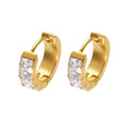 Square Zirconia Gold Huggie Hoop Earrings Stainless Steel Pair view 5