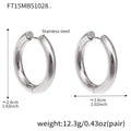 Thick Hoop Huggie Earrings Gold Steel Two-Tone Sizes view 8