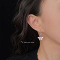 Silver Tone Pink Butterfly Hook Earrings For Women view 2