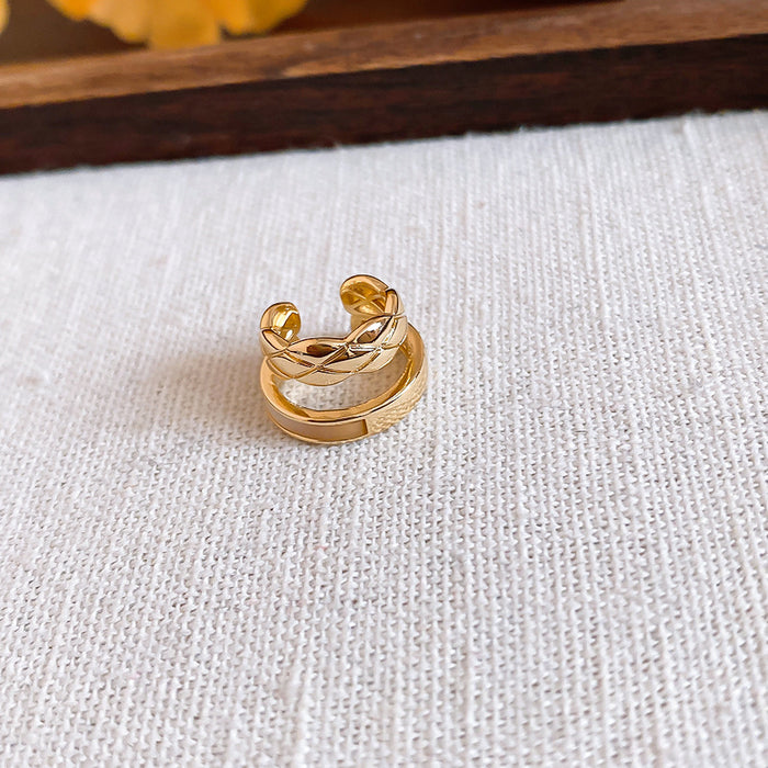 Sculpted Double Band Ear Cuffs in Gold and Silver Tone