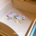 Multicolor Crystal Five Petal Flower Stud Earrings view 4