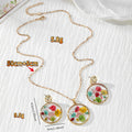 Gold Tone Round Mixed-Flower Earrings, Necklace and Coordinated Set view 4
