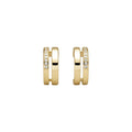 Gold Double Band Shell Inlay Hoop Earrings With A Polished Gold-Tone Finish view 5
