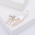 Enamel Long-Leg Cat Pair Brooch In White And Black view 4