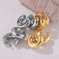 Gold Steel Smooth Thick C Geometric Titanium Steel Earrings view 2