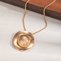 Gold Rippled Round Necklace and Stud Earring Statement Set view 2