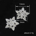 Silver Six Petal Flower Clear Pave Stud Earrings Pair view 4