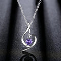 Silver Tone Swirl Heart Pendant Necklace Clear Or Purple Stone view 2