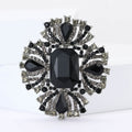 Rectangular Crystal Cluster Brooch in Detailed Metal and Crystal Design view 3